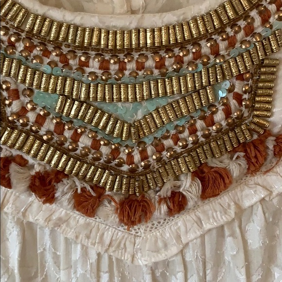 Embellished Anthropologie boho cotton blouse sz4 - Picture 2 of 10